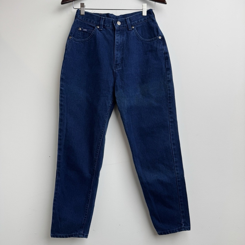 VTG Lee Jeans Womens Petite 8 Blue Tapered Denim Pants Made in USA 80s‎